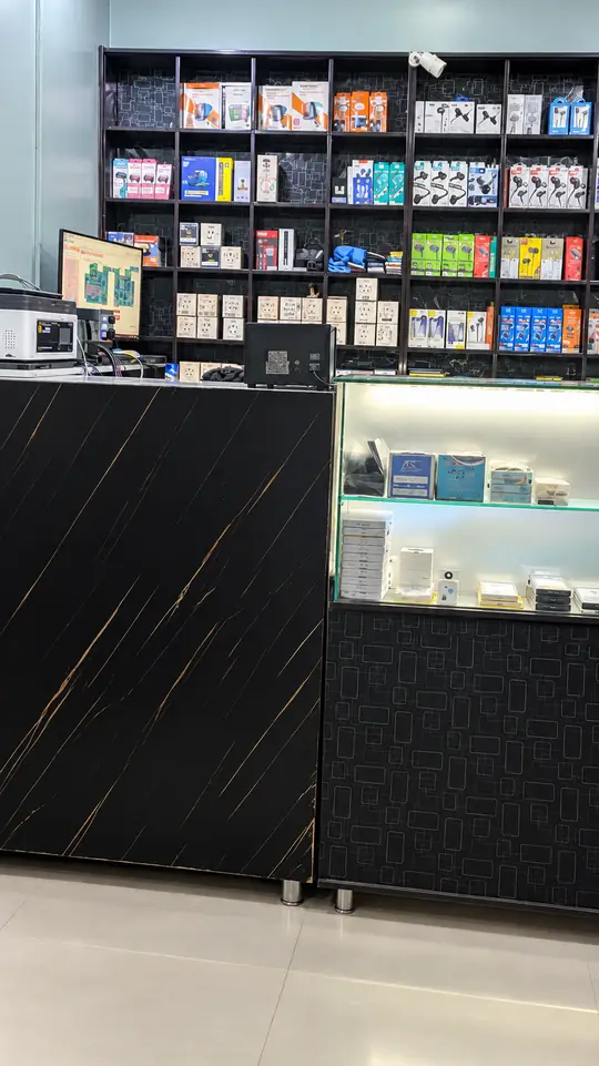 Accessories wall in the shop